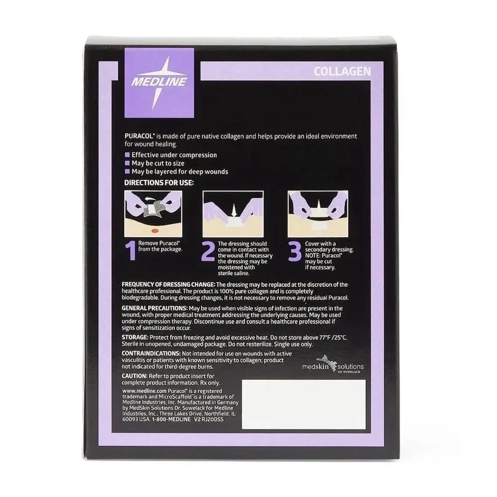 Medline PURACOL PLUS Collagen Silver Antibacterial Sterile 2x2.2 Wound Dressing - Picture 2 of 5
